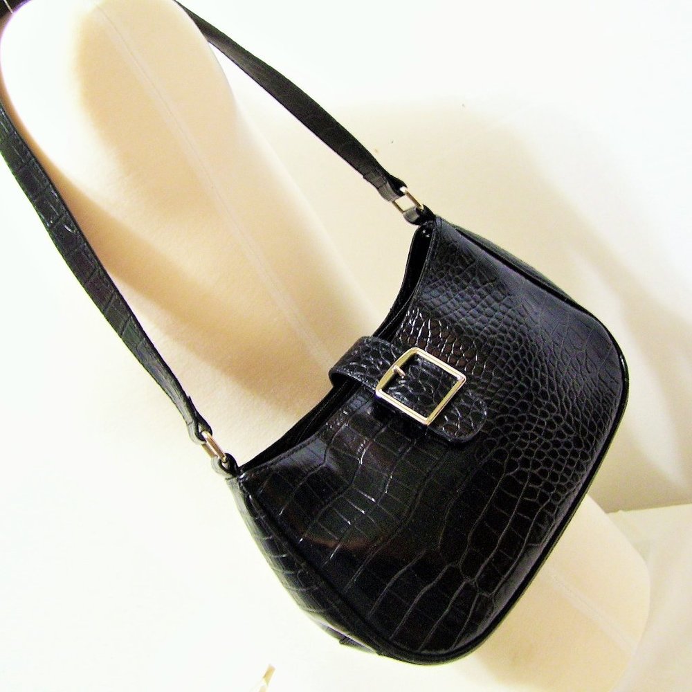 Fashion Vegan  Handbag Black Croc NWOT